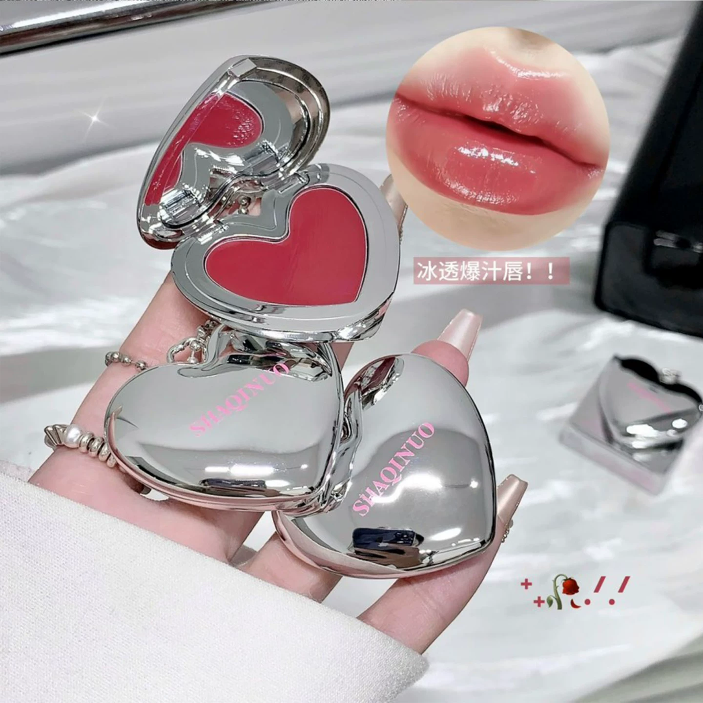 رژ قلبی آینه دار طرح چارم Shaqinou